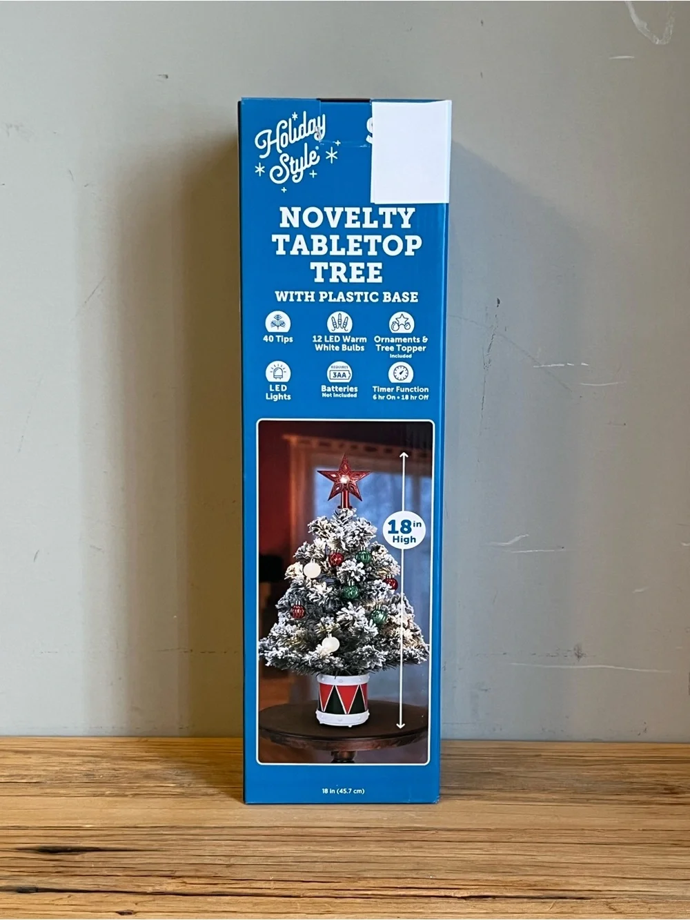 NIB 18” Novelty Tabletop Christmas Tree On Ornament Base With Star Topper
